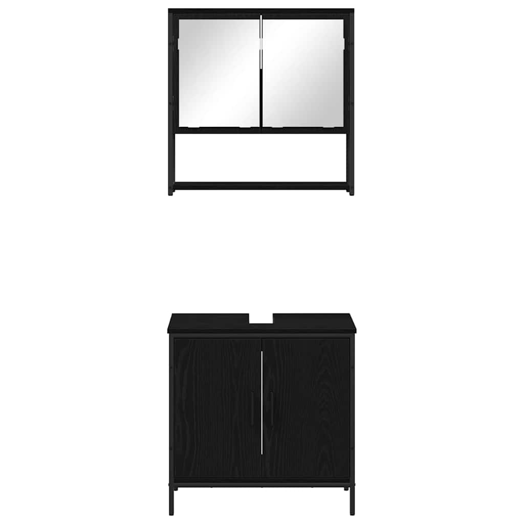Bathroom Furniture Set with Storage 2 pcs Black 60 x 30 x 60 cm